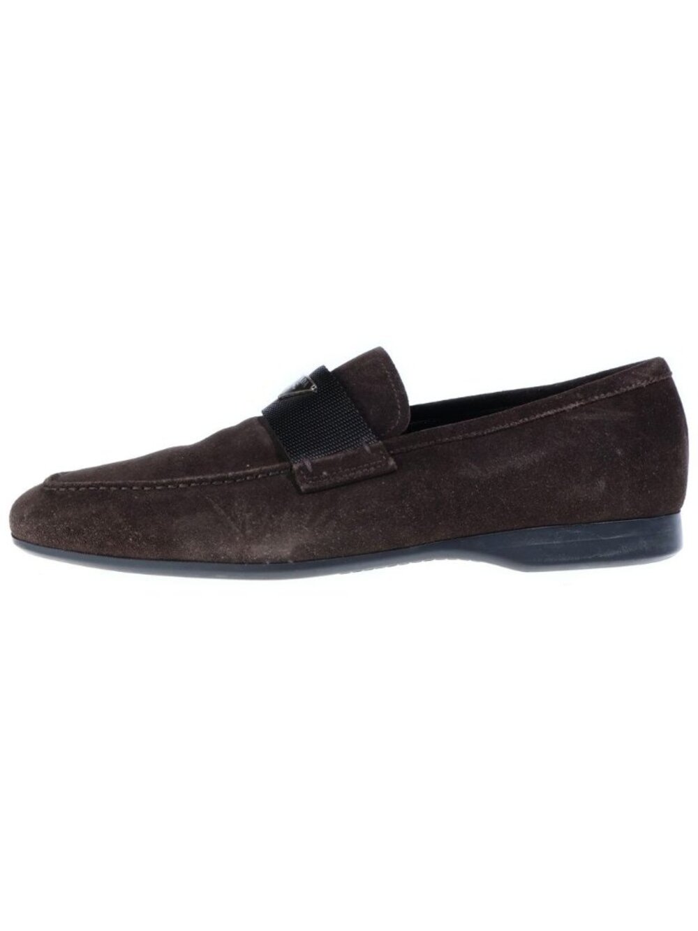Prada Design Suede Slip Ons Loafers Brown 2D